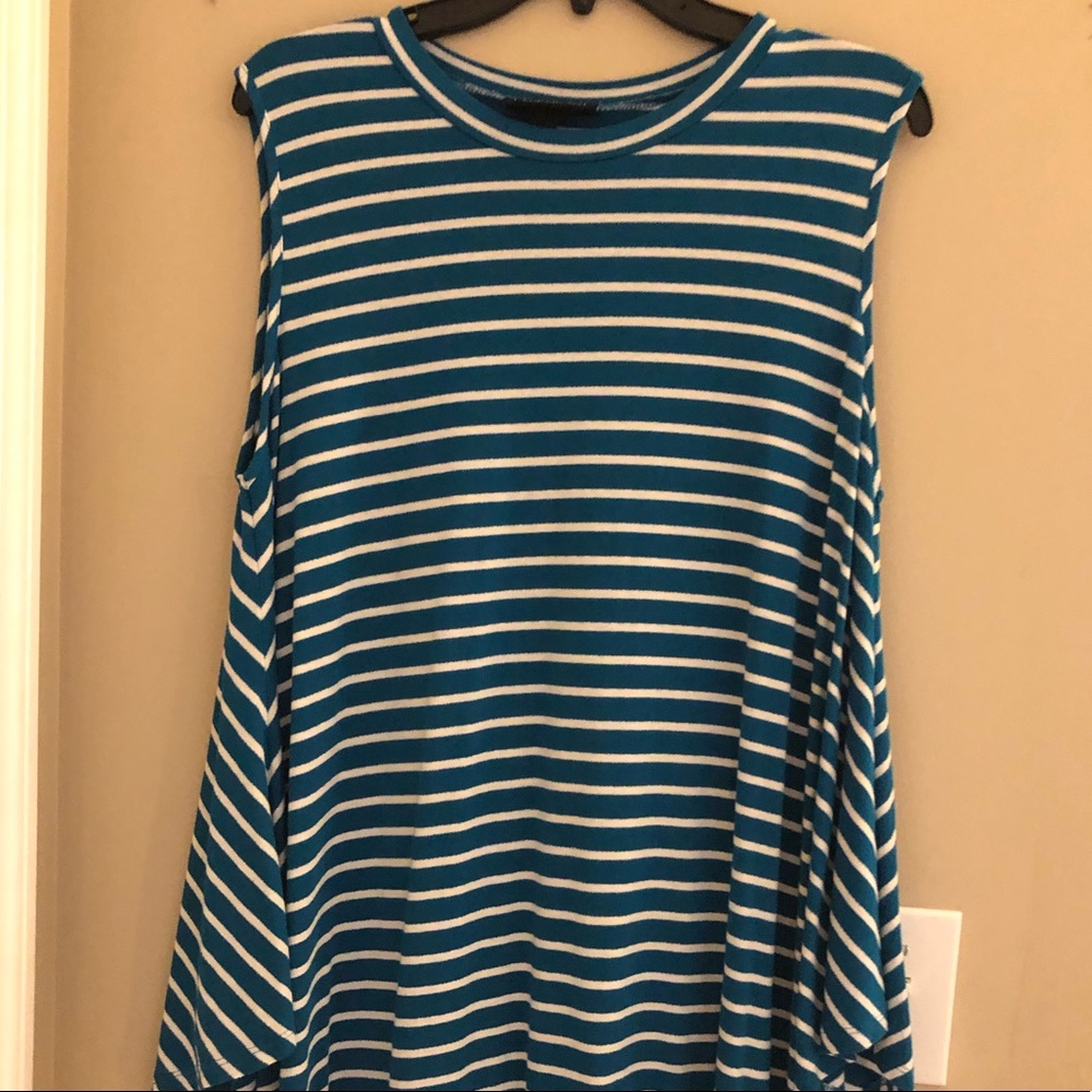Turquoise Stripe Swing Top